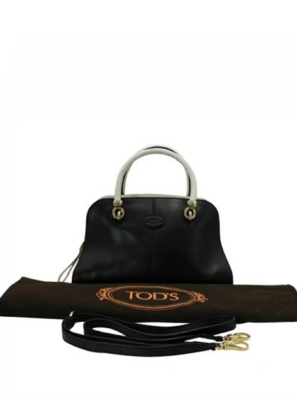 Tod's Sella Bowler Bag in a black and white colorway. / Like New